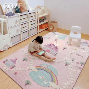 سجاد مربع سميك مصنوع يدويًا لغرف الأميرات للأطفال ، سجاد لمنطقة القراءة. Handmade thick square rugs for princess kids rooms, reading area rugs.