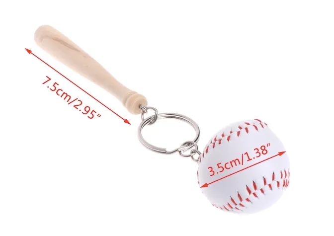 1, 6 or 12 Pcs Baseball Ball & Bat Keychain
