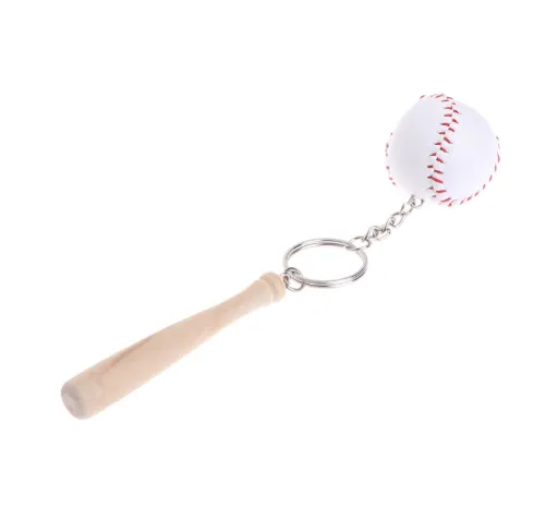 1, 6 or 12 Pcs Baseball Ball & Bat Keychain