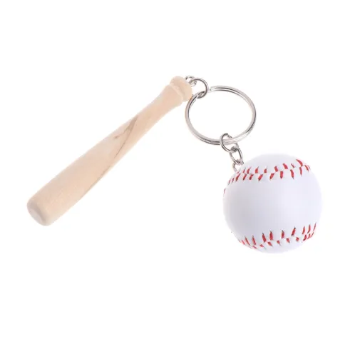 1, 6 or 12 Pcs Baseball Ball & Bat Keychain