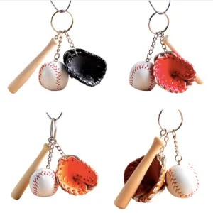 1, 6 or 12 Pcs Baseball Ball, Bat & Glove Keychain