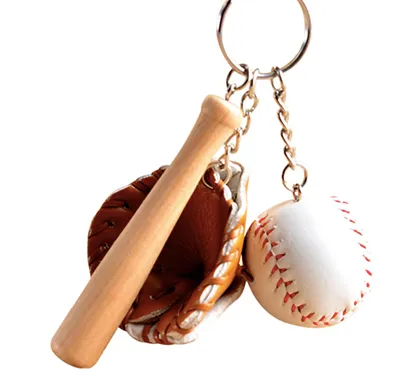 1, 6 or 12 Pcs Baseball Ball, Bat & Glove Keychain
