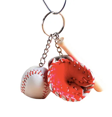 1, 6 or 12 Pcs Baseball Ball, Bat & Glove Keychain