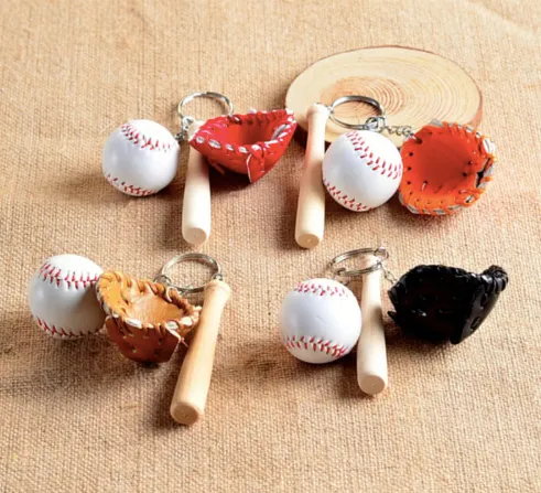 1, 6 or 12 Pcs Baseball Ball, Bat & Glove Keychain