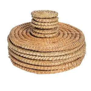 12pc Woven Palm Leaf Placemats & Coasters Set - By Argon Tableware