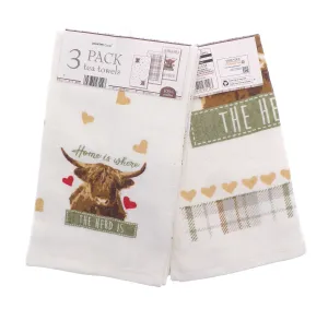 3pk Highland Herd Tea Towels