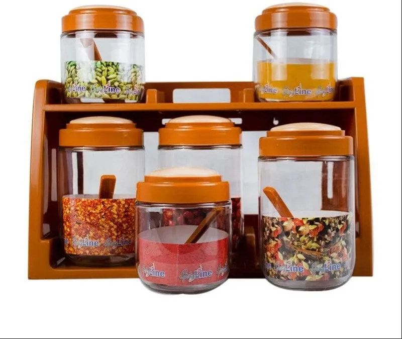 6 Spice Rack With Airtight Jars