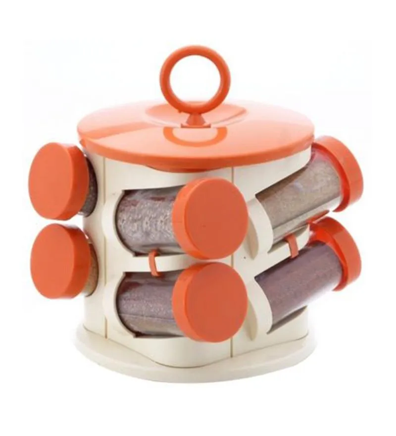 8 JAR 360 degree Revolving Spice Rack Cheese Shaker & Spice Shaker