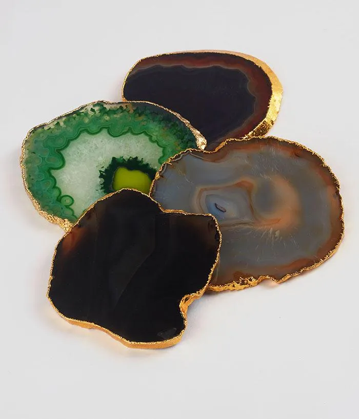 Agate Coasters - Gold Rim - set of 4