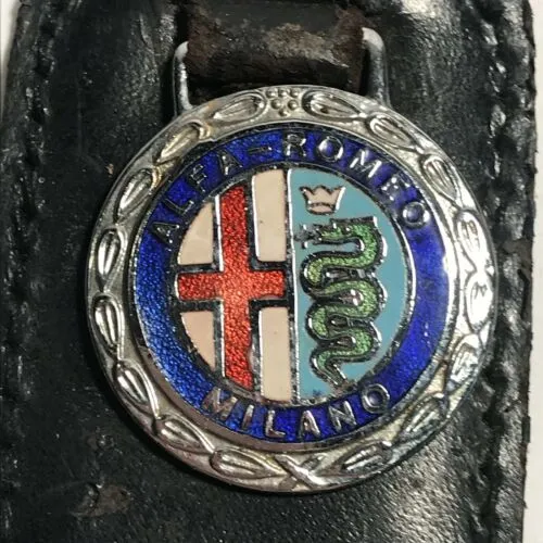 Alpha-Romeo Milano Metal And Leather Keychain