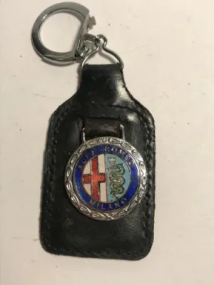 Alpha-Romeo Milano Metal And Leather Keychain