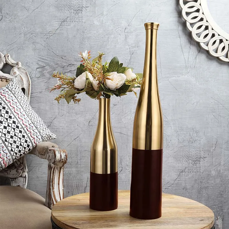 Aluminium Nickle Champagne Bottle Vase | Set of 2