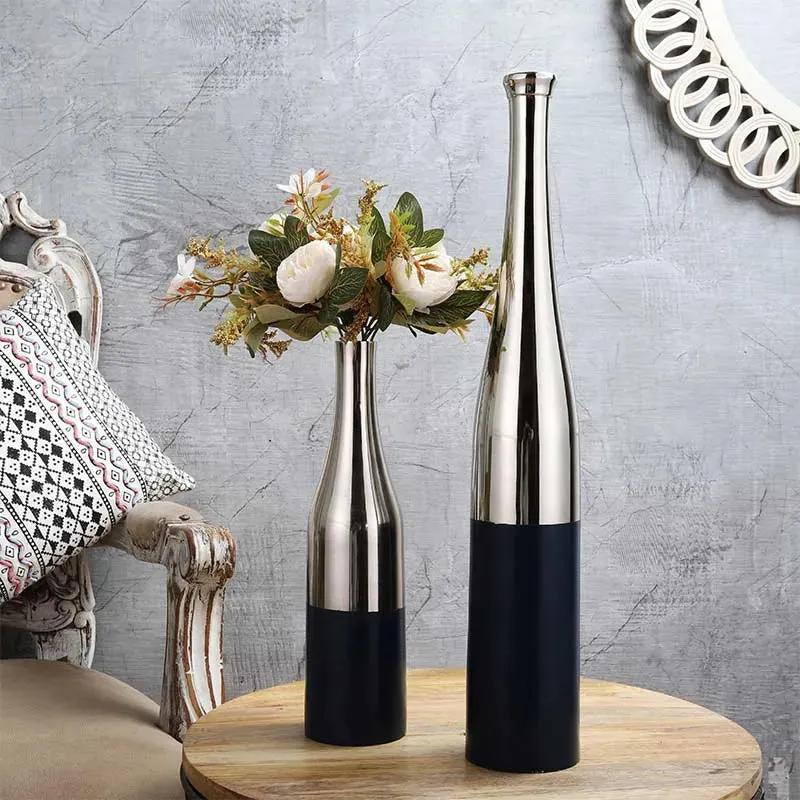 Aluminium Nickle Champagne Bottle Vase | Set of 2
