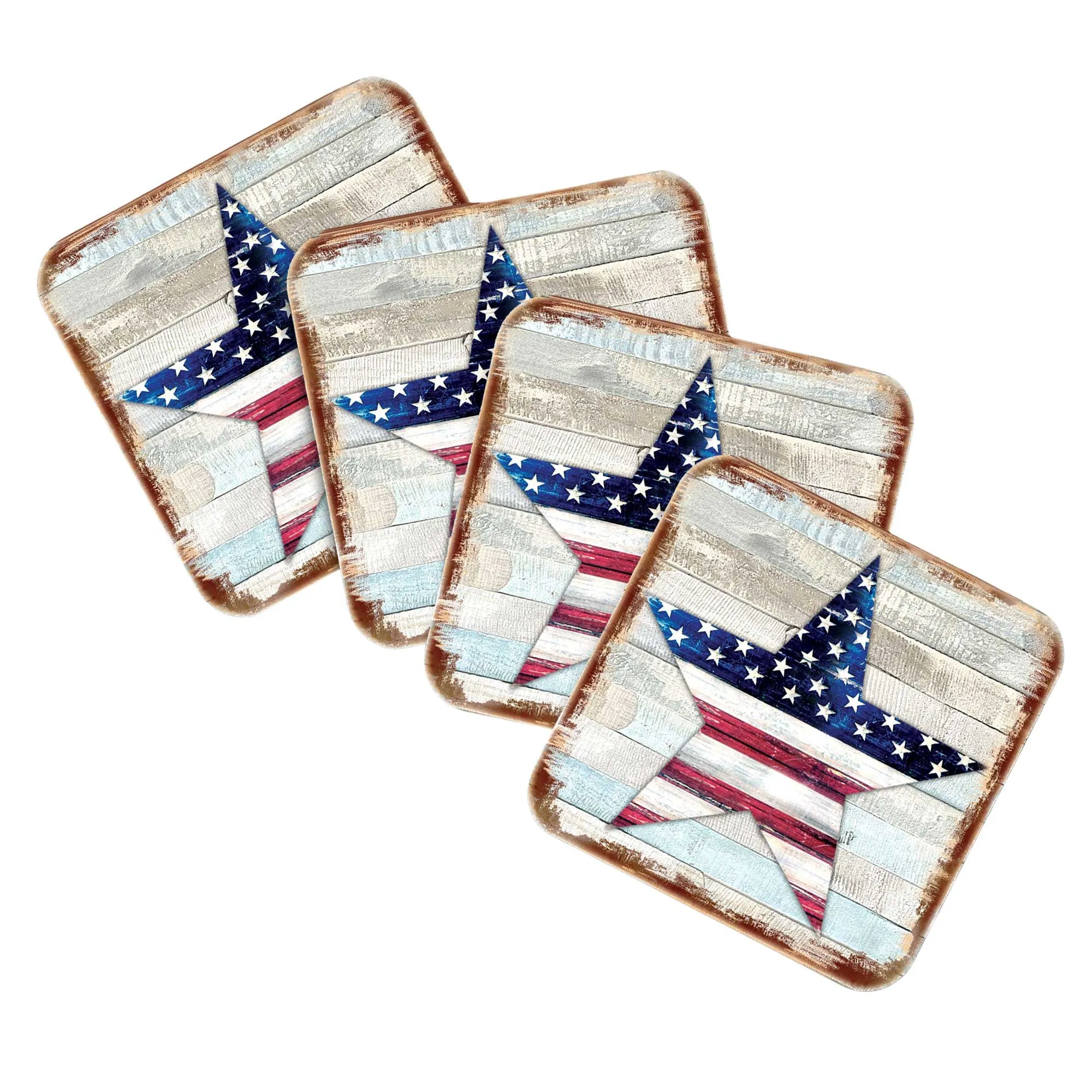 American Star Wooden Cork Coasters Gift Set of 4 by Nature Wonders - 898917C-S4