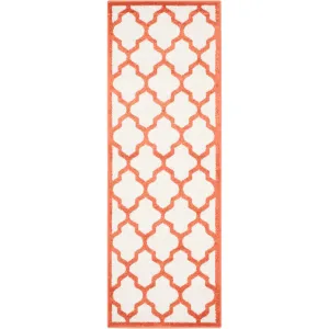 Amherst Quatrefoil Beige/Orange Runner Rug