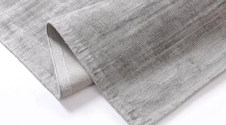 Amir Silver Gray Abstract Viscose Rug