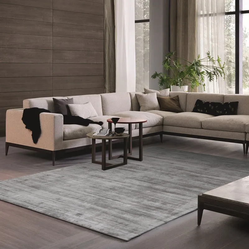 Amir Silver Gray Abstract Viscose Rug