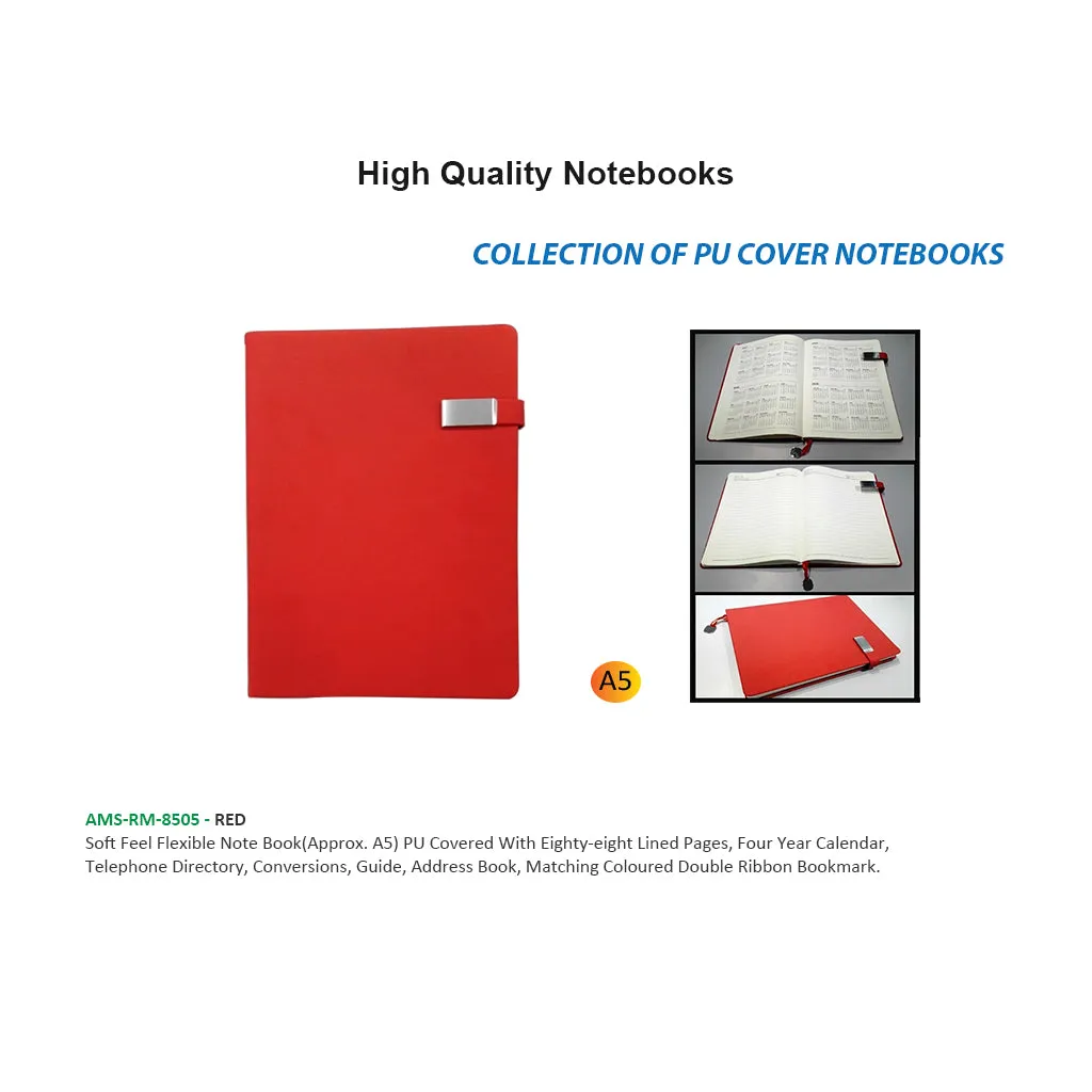 AMS-RM-8505 - RED -A5 size- Soft touch Notebooks