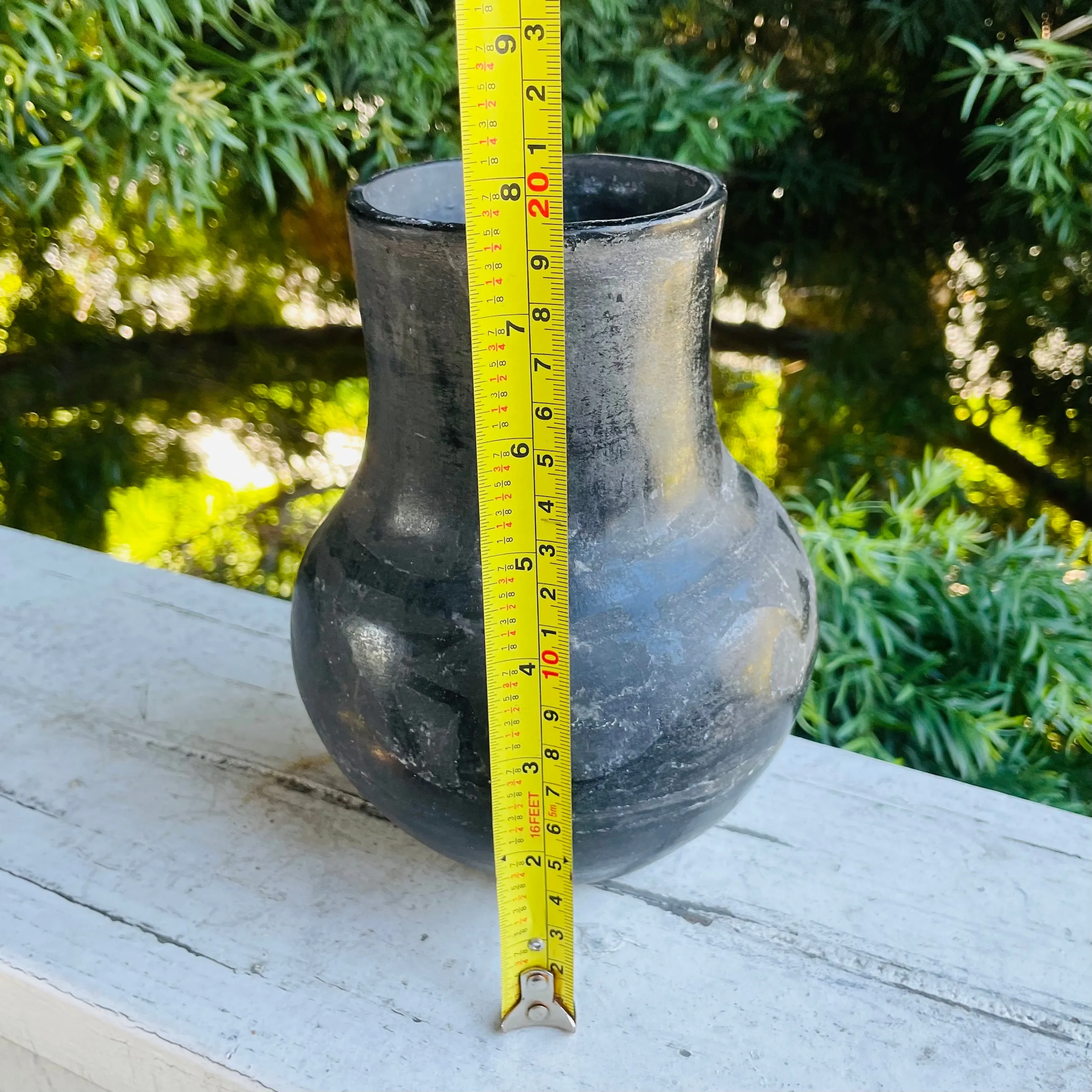 Antique Primitive Handmade Black Ceramic Pottery Decorative Vessel Vase