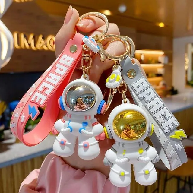 Astronaut Silicon Keychain With Bagcharm And Strap (Select From Drop Down Menu)