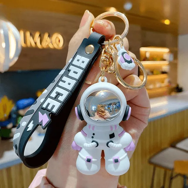 Astronaut Silicon Keychain With Bagcharm And Strap (Select From Drop Down Menu)