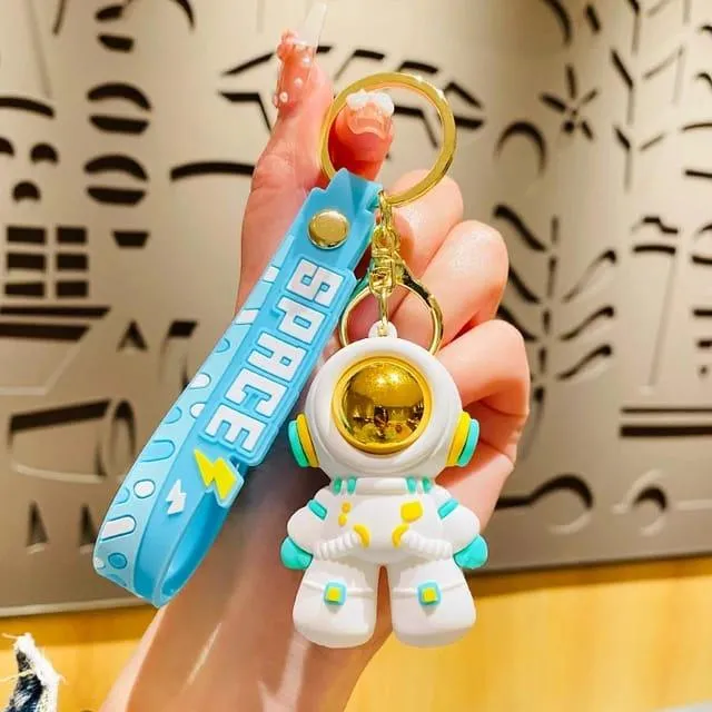 Astronaut Silicon Keychain With Bagcharm And Strap (Select From Drop Down Menu)