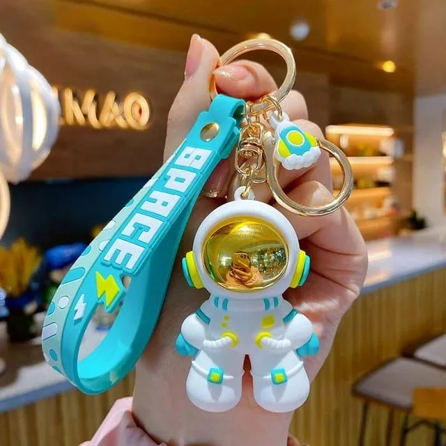 Astronaut Silicon Keychain With Bagcharm And Strap (Select From Drop Down Menu)