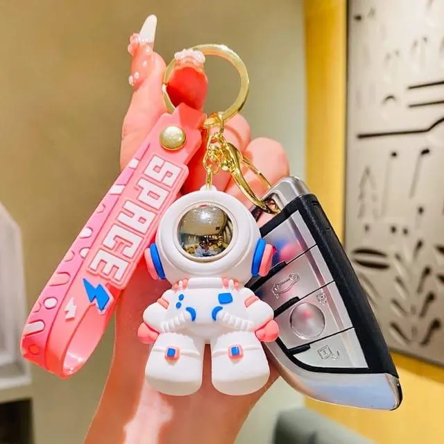 Astronaut Silicon Keychain With Bagcharm And Strap (Select From Drop Down Menu)