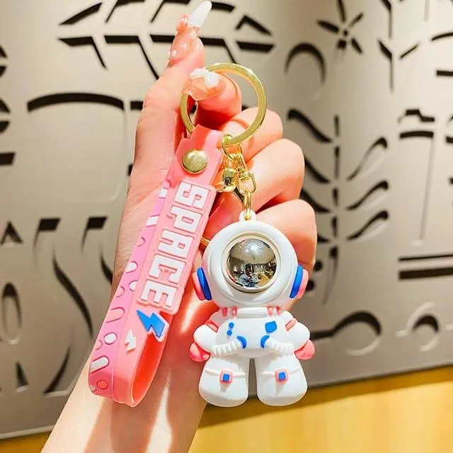 Astronaut Silicon Keychain With Bagcharm And Strap (Select From Drop Down Menu)