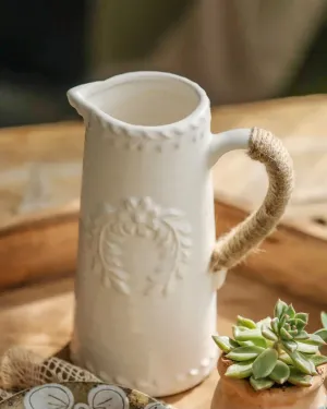 Athena Jute Handled Pitcher Vase - Large