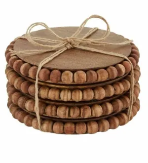 Beaded Wood Drink Coasters - FINAL SALE
