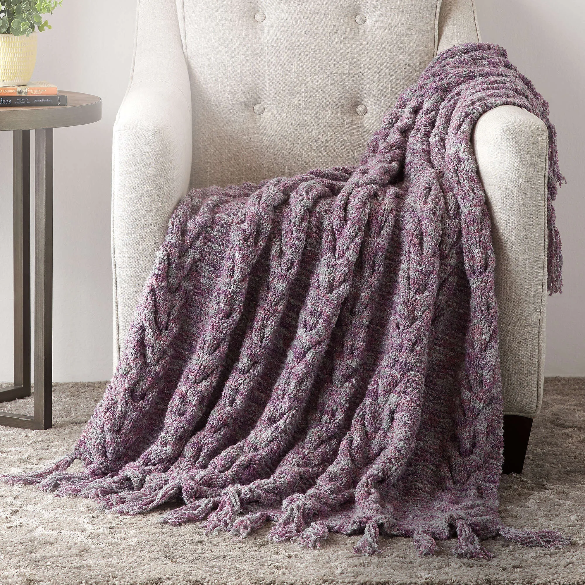 Bernat Cable & Garter Textures Knit Blanket