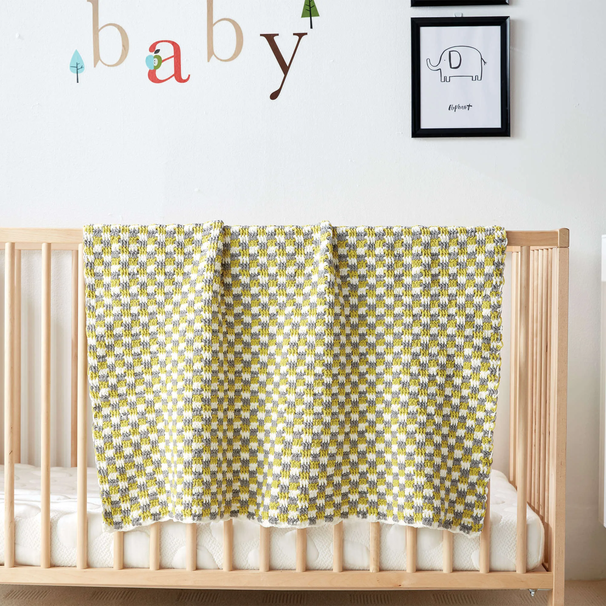 Bernat Checker Crochet Baby Blanket