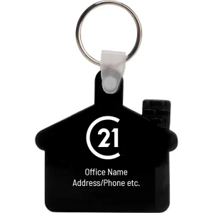 Black PVC House Shape Keychain - Your Name/Logo