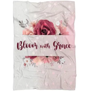 Bloom With Grace Fleece Blanket - Christian Blanket - Bible Verse Blanket