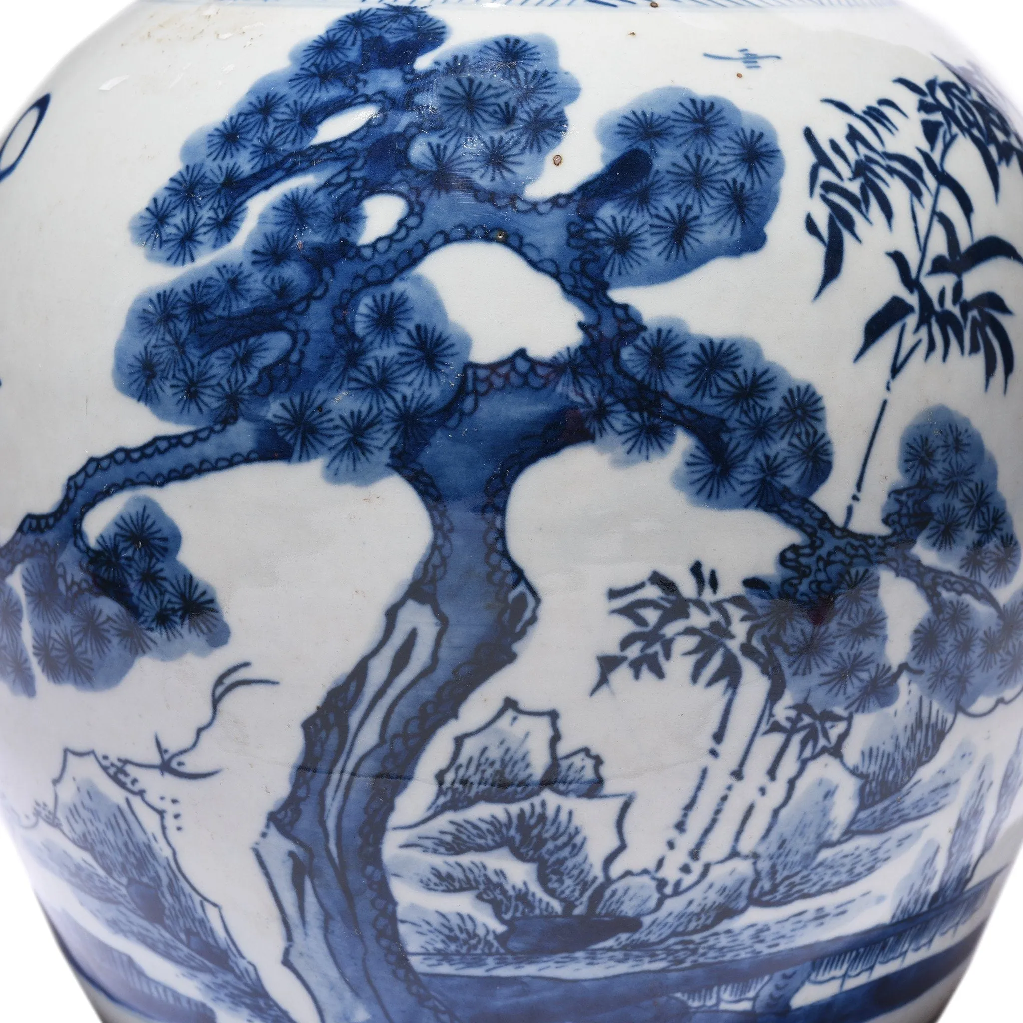 Blue & White Porcelain Ginger Jar - Bamboo & Prunus