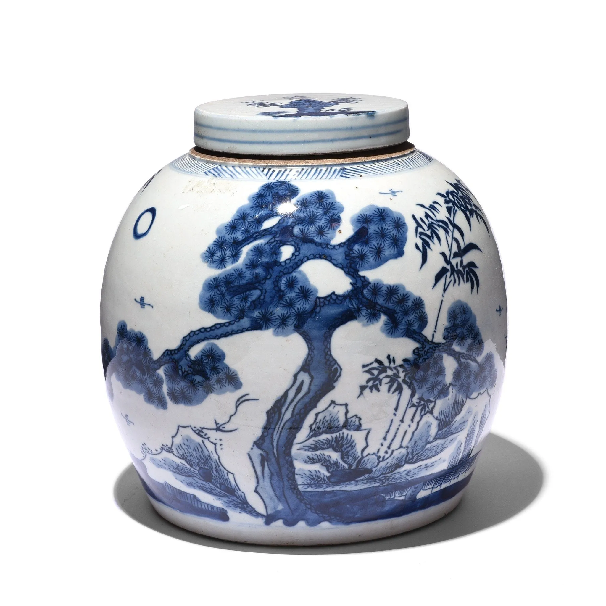Blue & White Porcelain Ginger Jar - Bamboo & Prunus