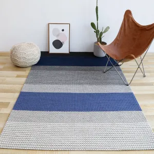 Blue and Grey Chunky Weave Rug