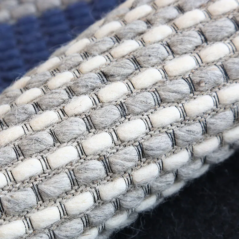 Blue and Grey Chunky Weave Rug