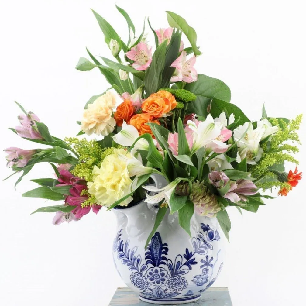 Blue and White 9" Porcelain Flower Vase