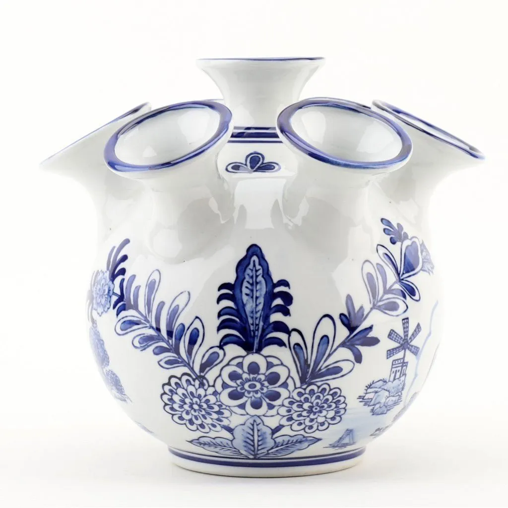 Blue and White 9" Porcelain Flower Vase