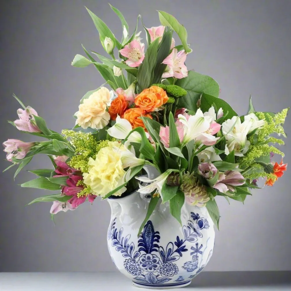 Blue and White 9" Porcelain Flower Vase