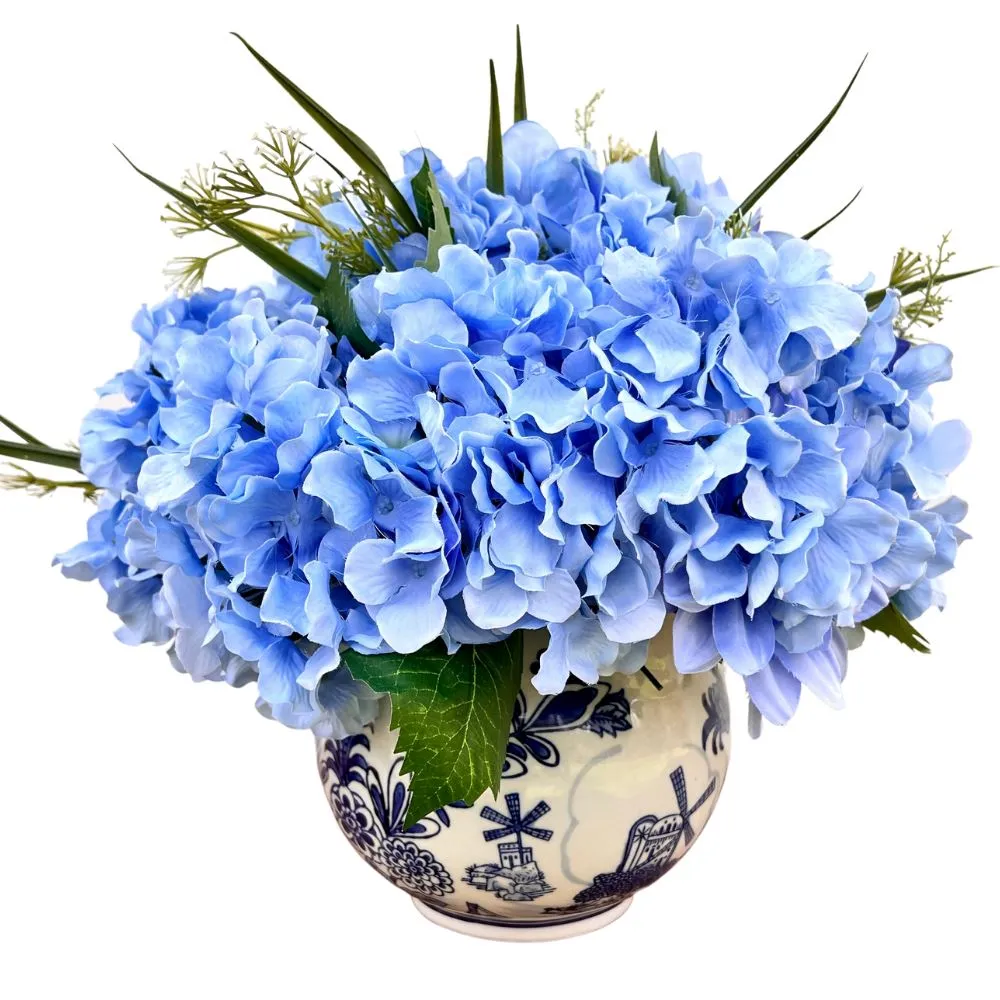 Blue and White 9" Porcelain Flower Vase