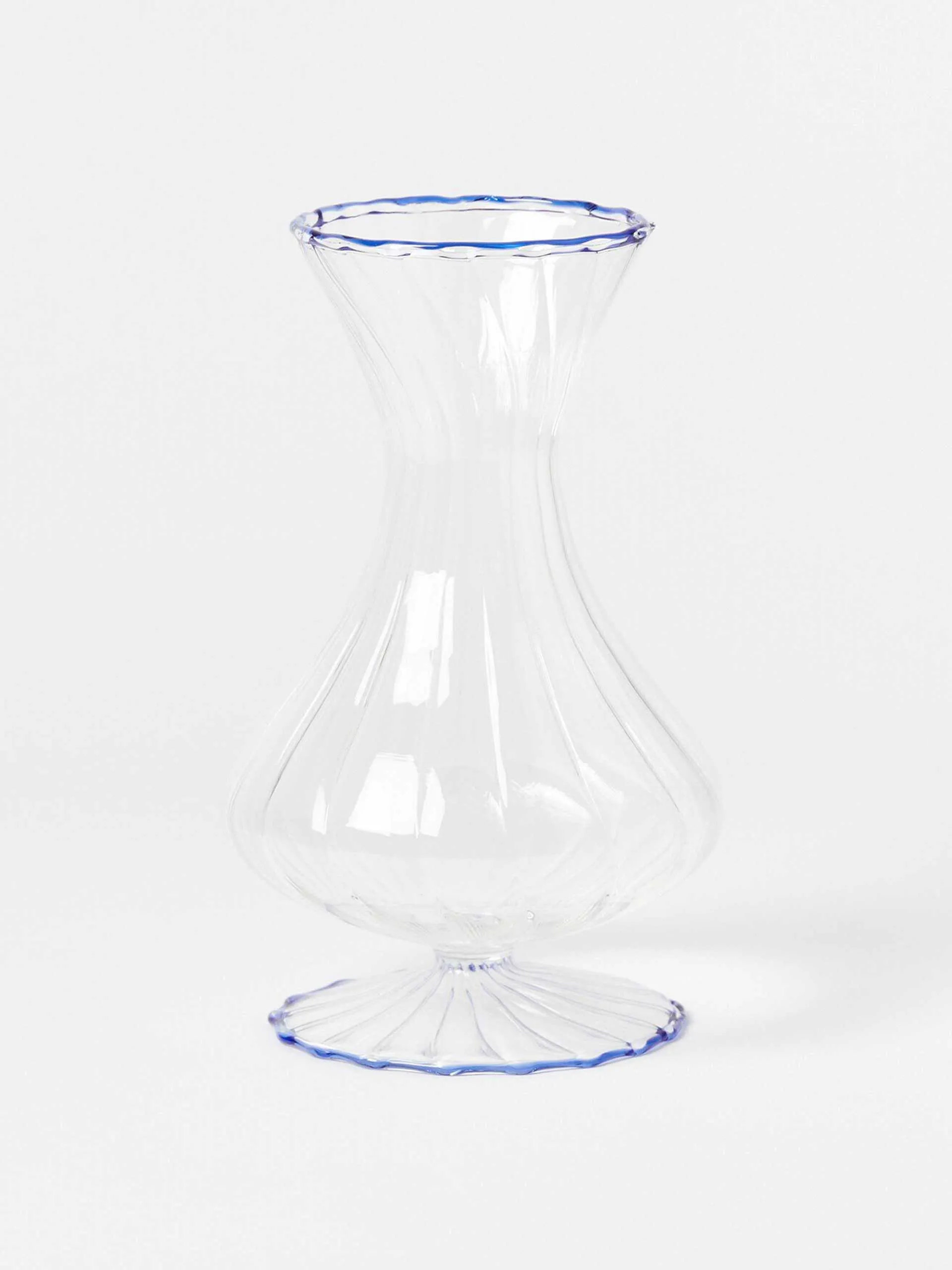 Blue rim glass vase