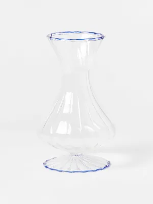 Blue rim glass vase