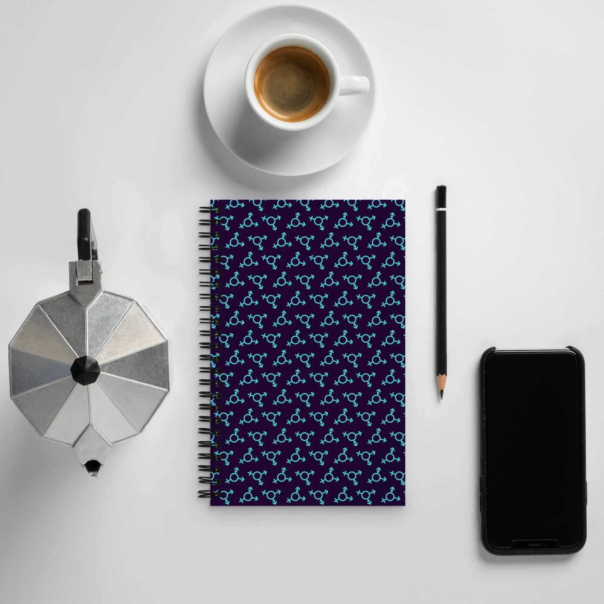 Blue Trans Symbol Pattern Spiral Notebook