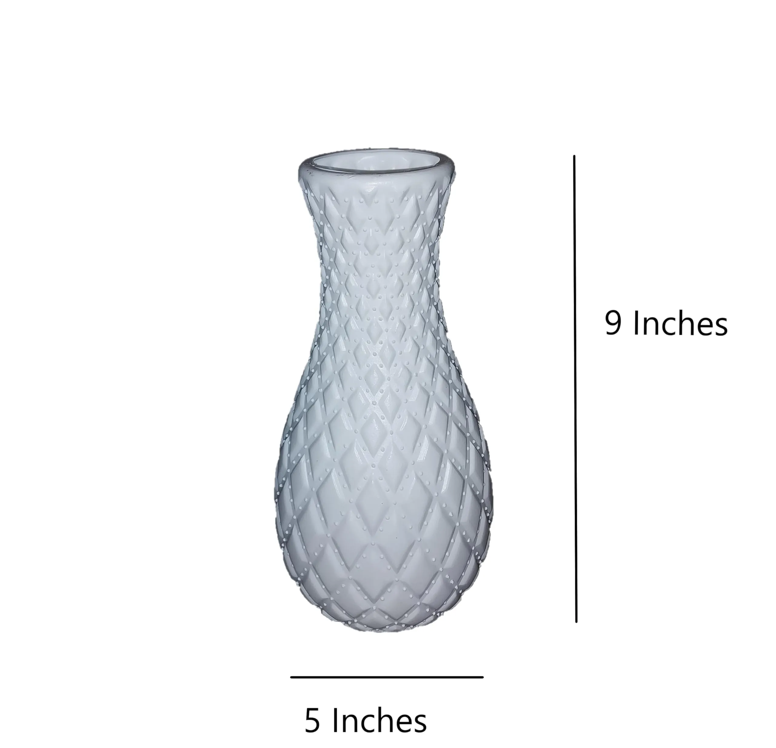 bvslf Designer Flower Vase for Home Office Decoration, Decorative Vase for Home Decor Center Table Bedroom Living Room & Office Decoration, Flower Holder, White Vase, Set of 1, 9 Inch Long