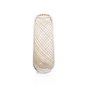 CLAIRE BUD VASE WITH BEIGE SWIRL - TALL NARROW