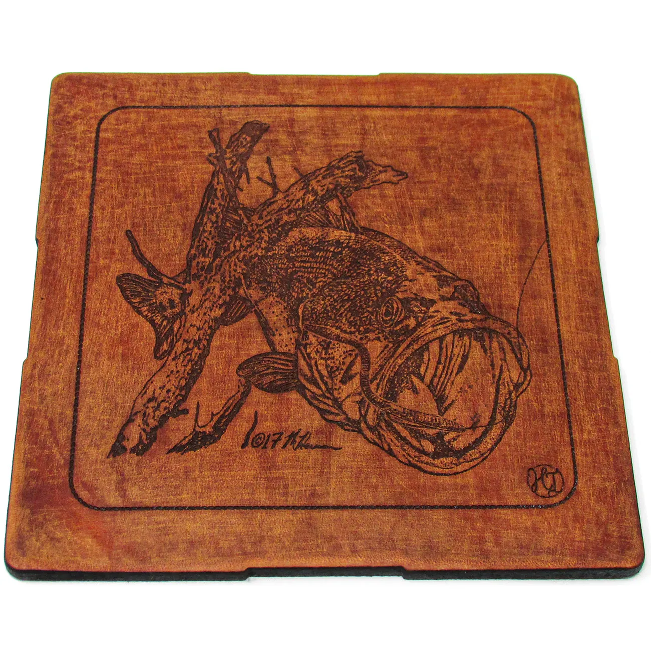 Coasters Set - Leather - Bass Fishing