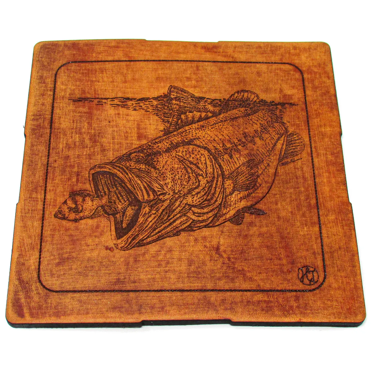 Coasters Set - Leather - Bass Fishing